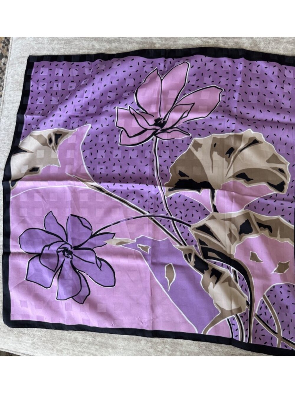 Vintage Square Floral Purple Women's Fashion Scarf Beautiful